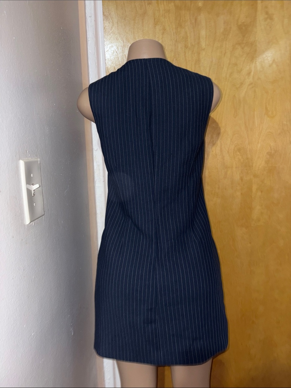 Abercrombie & Fitch Navy Pinstripe Button-Front Mini Dress - Picture 4 of 8